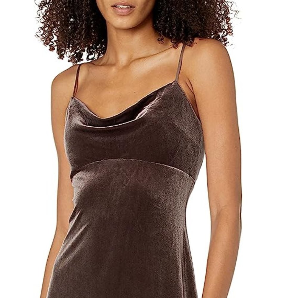 JENNY YOO Sammi Stretch Velvet Slip Dress in Vintage Plum Size 12 New NWOT